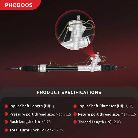Hydraulic Power Steering Rack And Pinion Assembly For Nissan Altima 2013 Through 2018 2.5L And 3.5L specifications