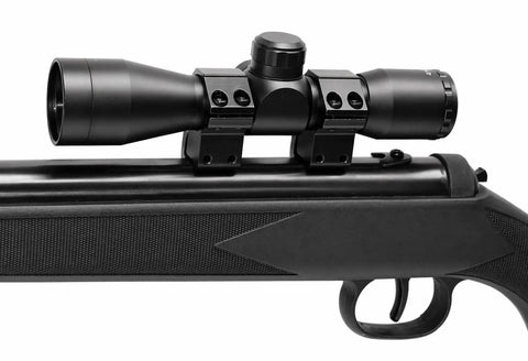 4x32 Hunting Scope For RWS Model 34 22 Caliber Pellet Rifle With Mil Dot Reticle And Dovetail Mount, fixed on rifle