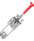 Rubber T Handle Hasp Latch For Toolboxes And Car Hoods, flexible and durable draw latch with silver base and red handle