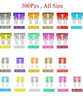 Illustration showing a variety of blade fuses sorted by amperage from a 600 Piece Car Blade Zinc Fuse Kit With Box for Auto, Truck, Motorcycle Electrical Repair, Fuse Assortment Set With Quick Identification, Easy Replacement, Includes Fuse Puller Tool.