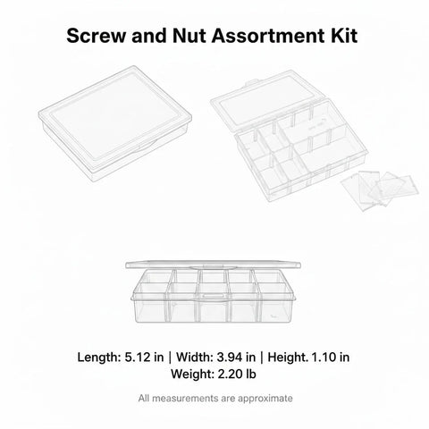 M2 To M20 Metric Fastener Set With Carbon Steel And Stainless Steel Screws Nuts In Storage Box For Furniture Assembly Cabinet Tightening Hinge Fixes And Everyday Home Fixups, clear box layout