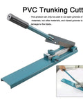 Wire Duct Cutter For Din Rail And PVC Trunking Manual Adjustable Cutting Tool with Safe Lock in metal design on white background.