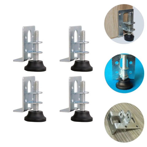 Adjustable Furniture Leveling Feet 4 Pack Stainless Steel And Nylon Easy To Install For Cabinets Wardrobes And Tables