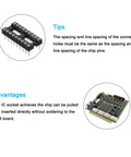 4 Pack DIP IC Socket Adapter With Round Pins 18 Pin 2.54mm Pitch Double Row IC Socket For PCB Board Chips 7.7mm Black