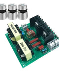 Beefed Up 150W Ultrasonic Cleaner Driver Board Kit With 3 Transducers shown with electronic components for automotive parts cleaning.