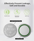 Heavy Duty LR1130 AG10 Button Cell Batteries 30 Pack Solid Alkaline Coin Power Cells For Watches And Toys Legit 1.5V with leak prevention ring.