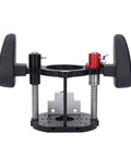 Premium Adjustable Router Lift For Woodworking Benches built with rugged aluminum frame, featuring micro adjustments and dual handles.