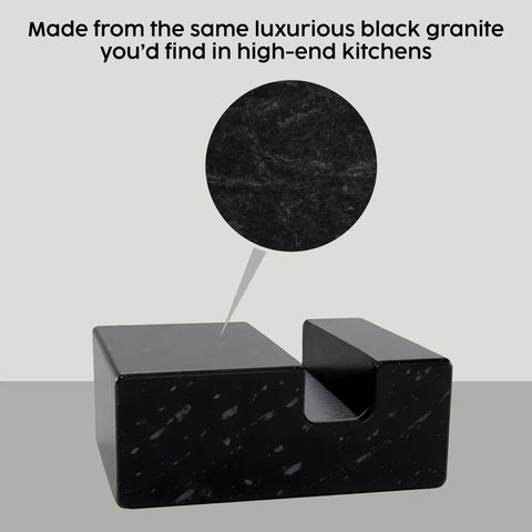 Black Granite Handmade Vertical Card Holder for Desk Holds Up to 20 Visiting Cards Desktop Card Stand for Home and Office