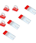 Clear 4 Pack Self Adhesive Latches Tiny Plastic Hinges for Cabinets Crafts Aquariums Glass Tile Projects, shown individually