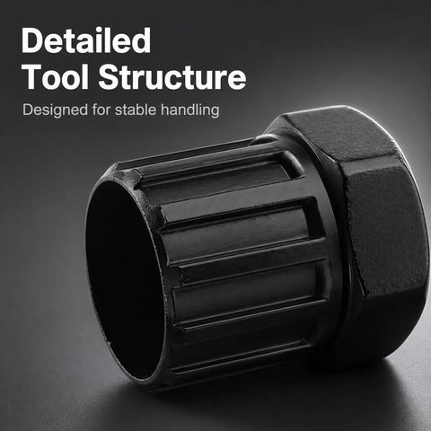 Ultimate Portable Bike Repair Tool 2.6 Cm Kit with black freewheel remover close-up