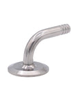 Side view of stainless steel sanitary hose barb 90-degree elbow with circular flange for 1/2 in tubing
