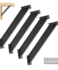 4 Pack 45 Degree Angle Support Brackets For Pergolas And Wood Structures, Heavy Duty Steel With Black Powder Coat shown with screws