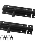 Premium Grade Steel Heavy Duty Three Inch Barrel Door Slide Bolt Lock Slick Black Finish with screws included.