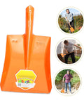 Heavy Duty Garden Shovel For Digging And Trenching, orange iron scoop spade hoe tool with handle, used in gardening