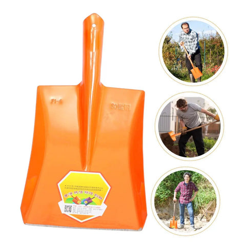 Heavy Duty Garden Shovel For Digging And Trenching, orange iron scoop spade hoe tool with handle, used in gardening