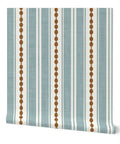 Durable Striped Wallpaper With Matte Linen Finish And Pvc Free Formula Built Tough For Busy Kitchens Baths And Hallways Featuring Classic Paste To Paper Install, showing blue stripes and round patterns.