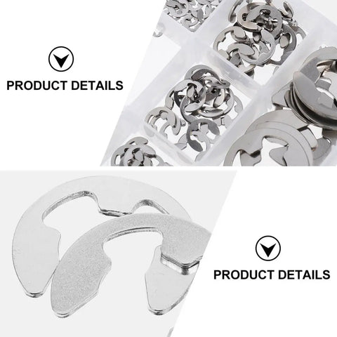 External Retaining Ring Kit 1.5 To 15mm Silver E Clips, 400Pcs Circlip Assortment With Pliers, Rust Resistant Black Oxide Finish, Wide Range Of Sizes For Automotive, Machinery, DIY Projects And Everyday Garage Fixes, assorted silver external circlips in organizer trays