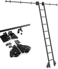 Heavy Duty Industrial Rolling Ladder Hardware Kit With Adjustable Carbon Steel Track, Quiet Smooth Sliding Rails And Braking Floor Wheels