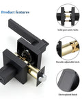 2 Pack Heavy Duty Square Door Levers Matte Black Finish Built Tough For Interior Doors Right And Left Handed Passage And Dummy Lever Sets Non Locking Keyless Design Easy Install With Template showing solid post safety bolts and durable adjustable latch.