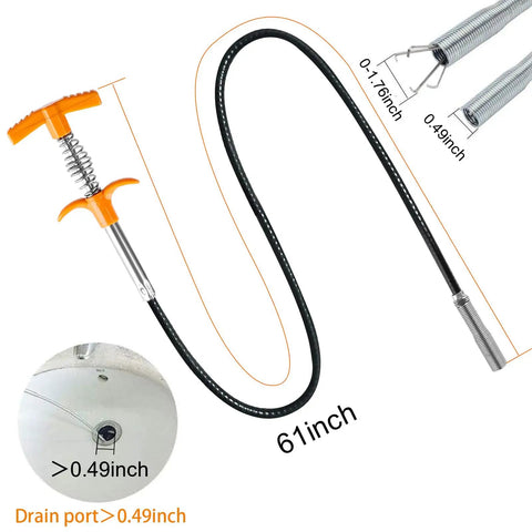 63 Inch Drain Snake Hair Clog Remover Tool With Flexible Grabber Claw Reach For Kitchen Sink Toilet Shower Tub Drains Unclog Hairy Clogs Fast No Fuss Durable Spring Steel Reacher Cleaner For Sewer And Drain