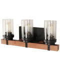 Three Light Dope Vintage Wood Wall Mount Sconce With Bubble Glass Shade for Bathroom Vanity and Mirror Ideal for Bedroom Kitchen