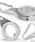 Heavy Duty Flag Pole Rings For One Inch Poles With 360 Degree Swivel Clips and Foolproof Anti Wrap Design Keeps Yard Flags Spinning Smooth Without Knots Or Snags On Breezy Afternoons Secure Fit Pack Of Two Silver - close-up angle of metal clips and rings.