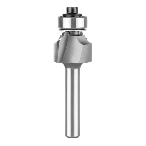 Top Shelf 1/8 Inch Radius Roundover Router Bit With Sharp Carbide Cutting Tips And Rock Solid Bearing Guide for smooth edge finishing.