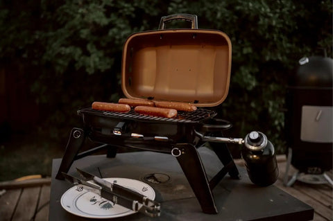 Tabletop Propane Grill With Large Cooking Surface, Heat Resistant Handles, Easy Temperature Control Knob, Portable Gas Grill