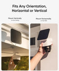 Dual Camera Solar Security System with Wireless Outdoor Cameras for Home 3K Clarity shown mounted vertically and horizontally