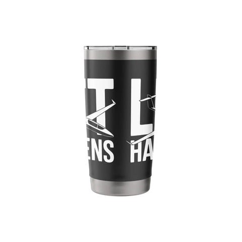 Insulated Stainless Steel Tumbler For Sailplane Pilots And Glider Fans, Keeps Coffee Hot During Tow Launches, black design with glider