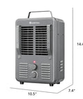 Toasty Up Your Garage Or Greenhouse With This Portable Milkhouse Style Electric Space Heater, Adjustable Thermostat, 1500W, gray metal