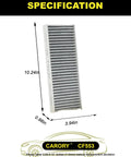 Nissan Frontier Cabin Air Filter With Activated Carbon For 2005-2025 showing dimensions and model CF553 for detailed specification.