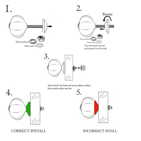 Installation instructions for Amber Crystal Knob Set For Cabinets And Drawers By Perilla Home Handmade Vintage Glass Cabinet Hardware.