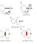 Five-step diagram of installing Six Piece Crystal Glass Cabinet Knob Set Handmade Clear Antique Knobs With Easy Install instructions.