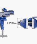 Mini Home Clamp-On Vise With Nylon Jaws, 2-Inch Jaw, 2.2-Inch Opening, Lightweight 1470g, The Go-To Tool For Electronics, Jewelry, Hobby, Model Making And Small Bench Projects, blue with 50mm jaw