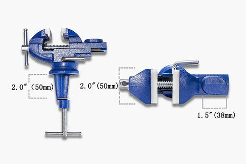 Mini Home Clamp-On Vise With Nylon Jaws, 2-Inch Jaw, 2.2-Inch Opening, Lightweight 1470g, The Go-To Tool For Electronics, Jewelry, Hobby, Model Making And Small Bench Projects, blue with 50mm jaw