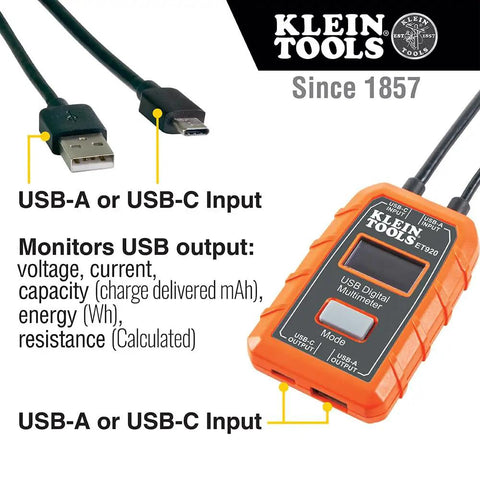 USB Power Meter For USB A And USB C Digital Voltage, Current, Capacity, Energy And Resistance Tester For QC Fast Charge Ports