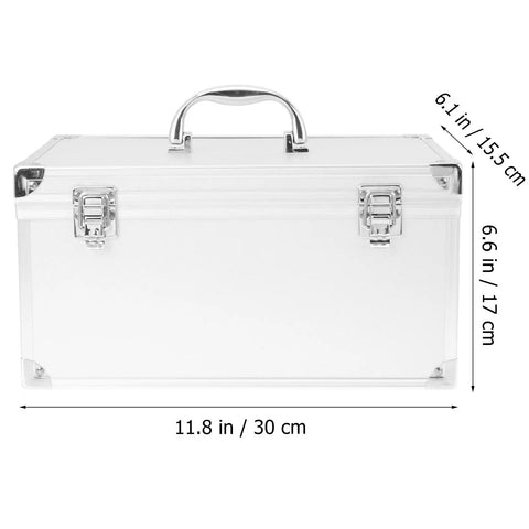 Kickass Aluminum Toolbox With Deadbolt Lock And Shock Absorbing Foam Lining Smooth Portable Hardware Case dimensions and handle view.