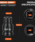 Premium Pick 1/2 Drive 9Mm Standard Impact Socket Crafted From Heavy Duty Cr Molybdenum Steel For Hella Tough Repairs And Rock Solid Shop Builds, 39mm tall.
