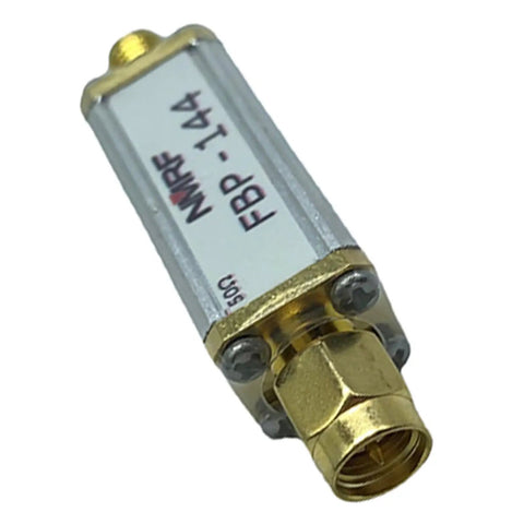 144MHz 2M Band Pass Filter For Radio Communication With SMA Adapter, 50 Ohm Impedance, Low Insertion Loss At 144MHz, shown close-up.