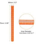 Close-up of Spoke Skins Reflective Covers for Bikes and Dirt Bikes 72 pack, orange, plastic, 5mm OD, 75mm length, 360-degree visibility.