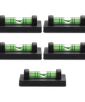 Small for spirit Level with Magnetic Bottom for Cross Stitch Frame, showing five mini bubble levels on black bases.
