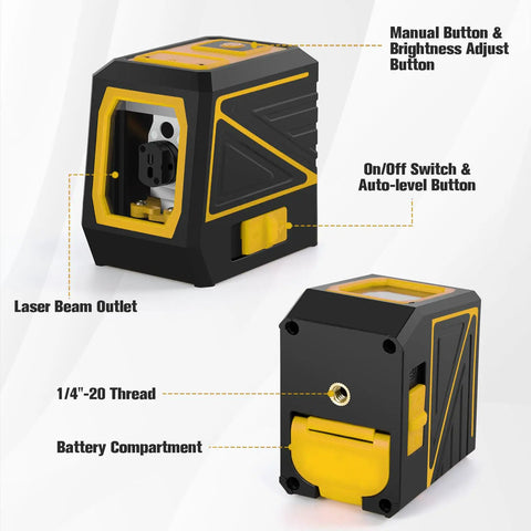 100Ft Green Cross Line Rotary Laser Level With Tripod, 360 Degree Horizontal And Vertical Lines, Self Leveling, Pulse Mode, IP54 Waterproof, Battery Included, Indoor Outdoor Handy Laser Layout Tool For DIYers And Pros. Close-up of laser beam outlet and controls