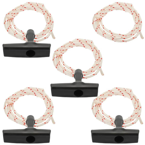 Garage Door Pull Rope With Handle Replacement 39 Inch Long for emergency release, black ergonomic handle and durable rope, five pieces shown.