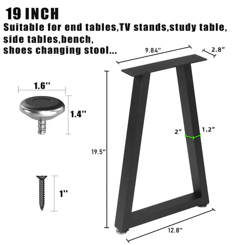 Adjustable Trapezoid Metal Table Legs Set Of 2 For DIY Coffee Table End Table And Nightstand Black Mid Century Modern Style