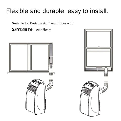 Diagram showing Window Seal Kit For Portable AC With Coupler, Adjustable Vertical And Horizontal Sliding Plates, Fits 5.9 Inch Exhaust Hose