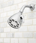 Brass Shower Trim Kit S2251E175 With Icon Compatibility, chrome finish showerhead mounted on white tile wall