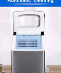 Portable Countertop Ice Maker Cranks Out 55 Pounds Of Fast Freezing Cubes In 24 Hours With LED Display And Auto Shut Off Feature Party Ready Design, showing automatic cleaning feature.