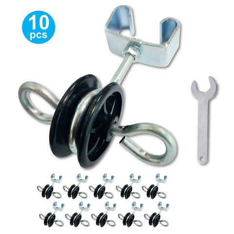 Farm Electric Fence T Post Gate Handle Anchors Kit With Double Hooks And Two Ring Insulators, Screw In Design, 10 Pack
