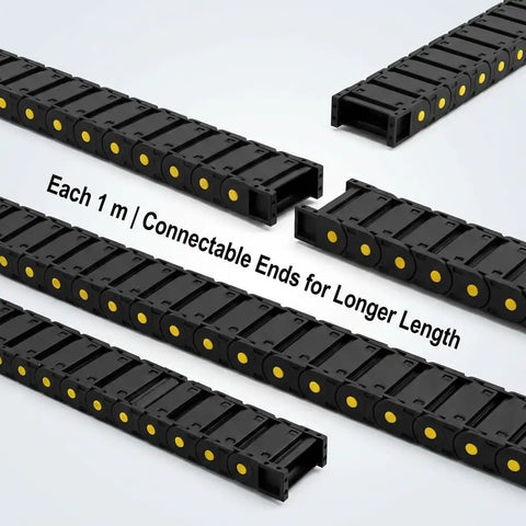 Enclosed Cable Drag Chain 25 By 77 Millimeters, 4 Pack, 1 Meter Long, Flexible Wire Carrier with connectable ends for extension